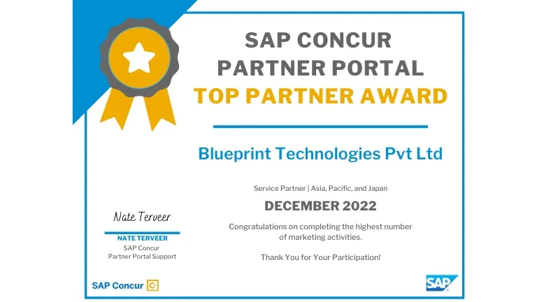 (Awards) SAP Concur Partner Portal Top Partner for December 2022